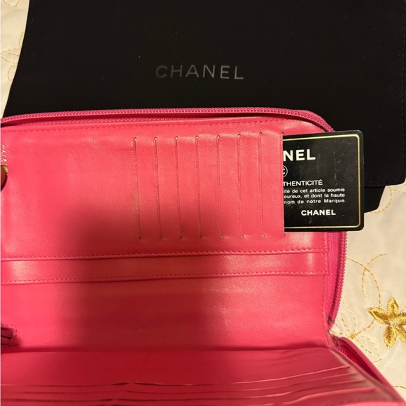 81720 Chanel Pink Patent Lucky Symbols Zip Around Wide Long Wallet/Organizer. - Picture 5 of 7